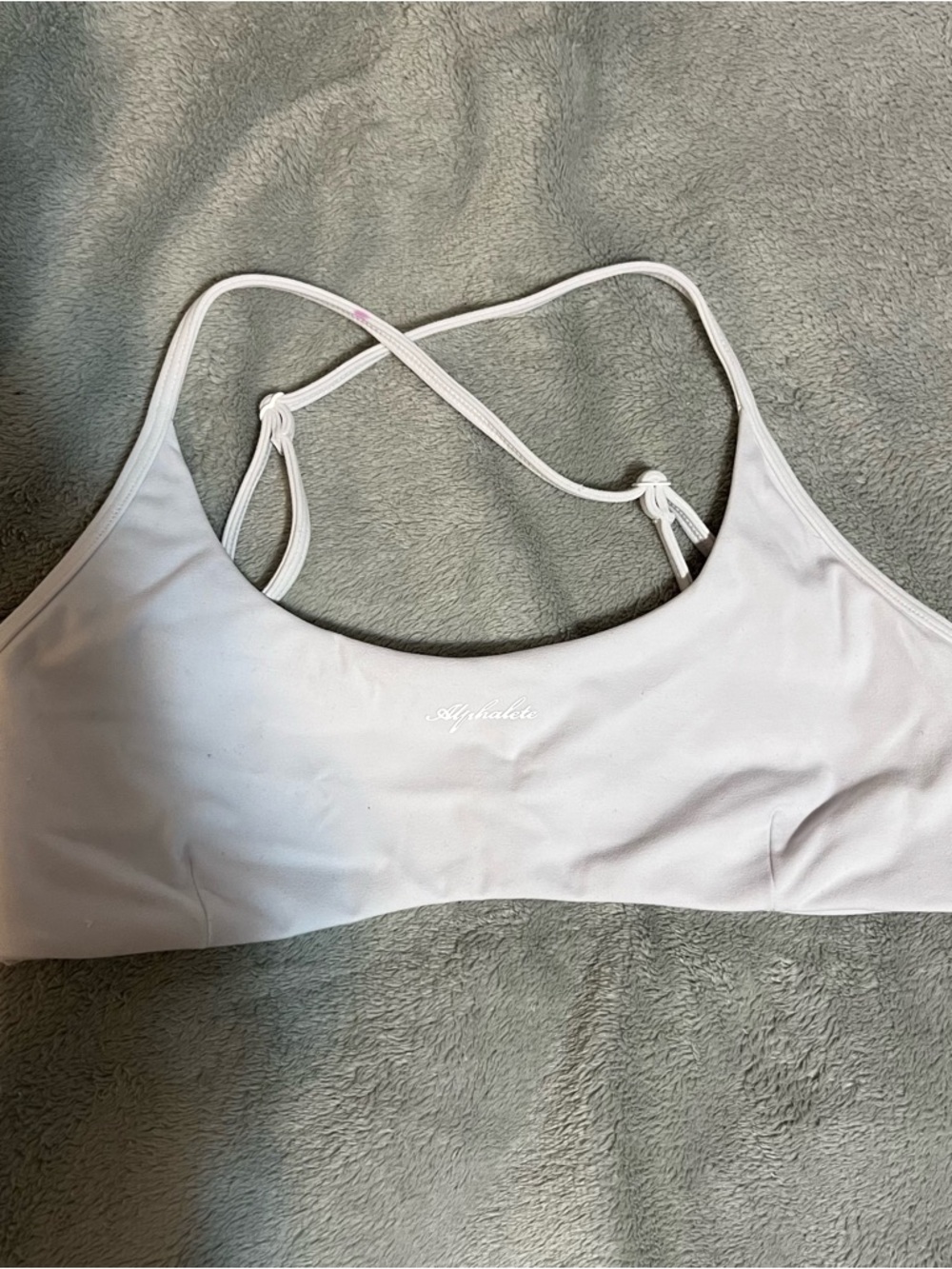Alphalete White Cross-Strap Sports Bra